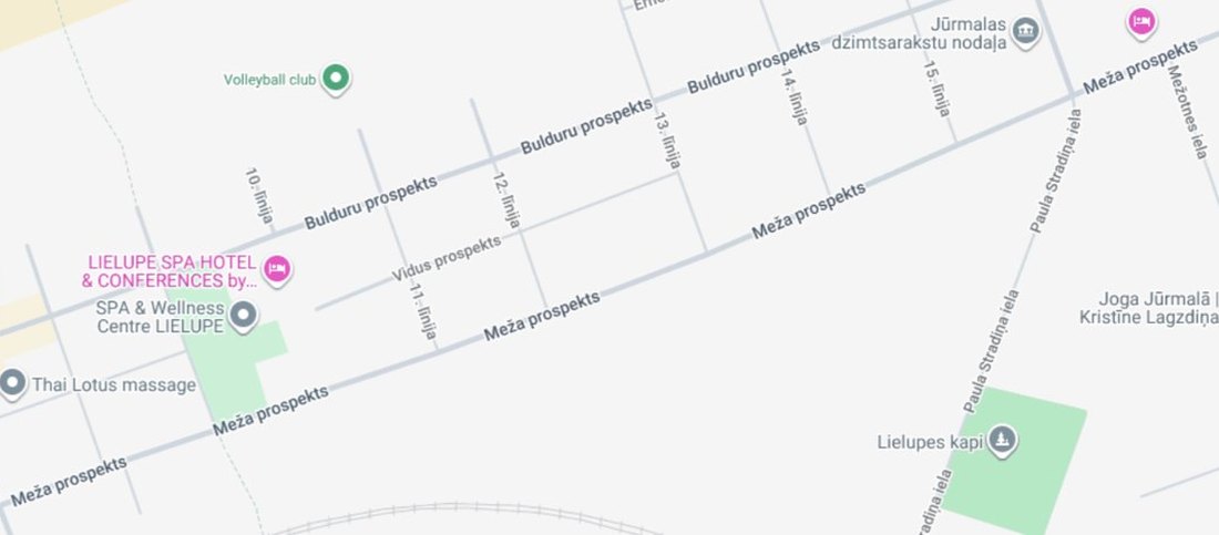 Map showing Semarah Hotel Lielupe in Jūrmala